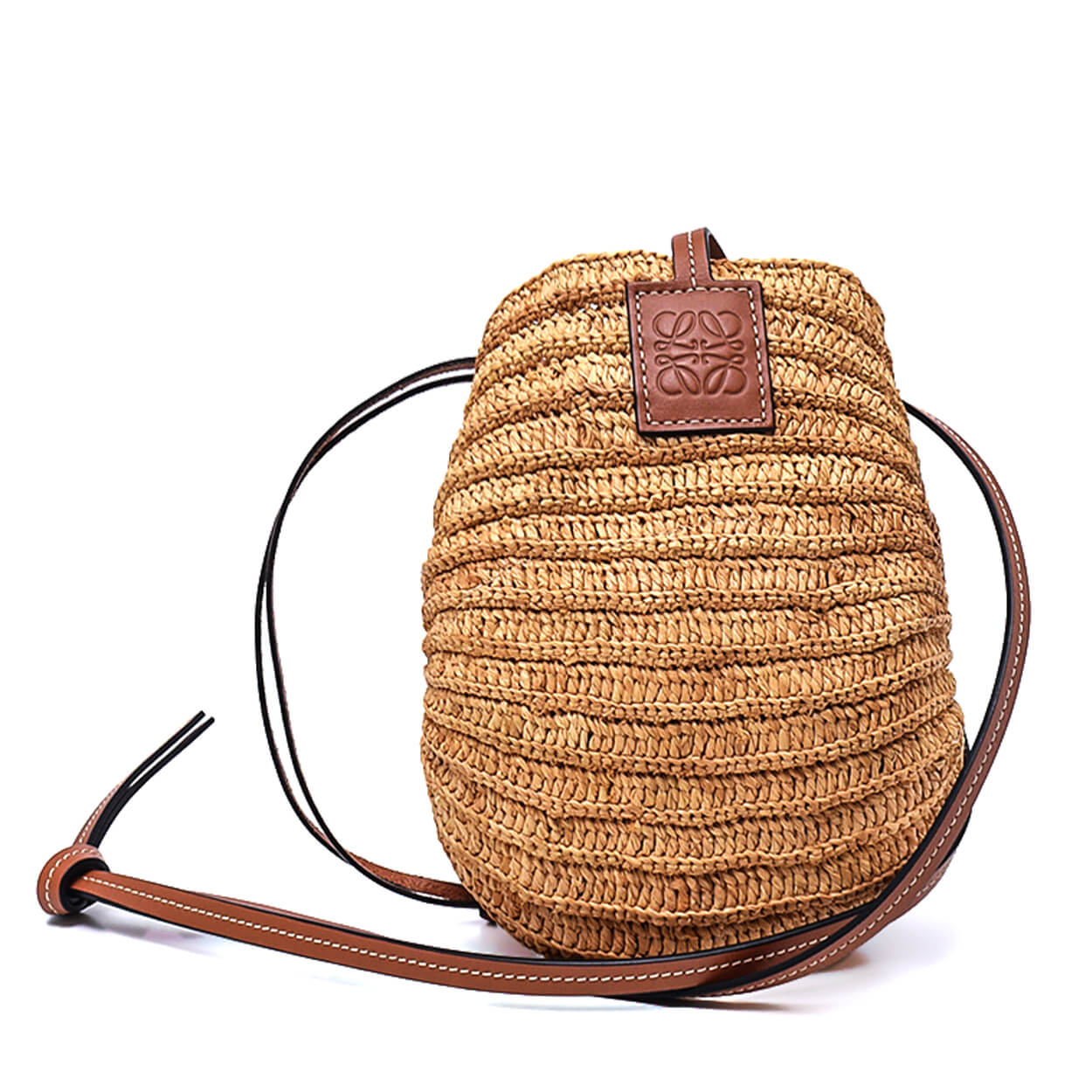 Loewe- Beige Rafia Loewe x Paula’s Ibiza Shell  Shaped Mini Crossbody Bag  